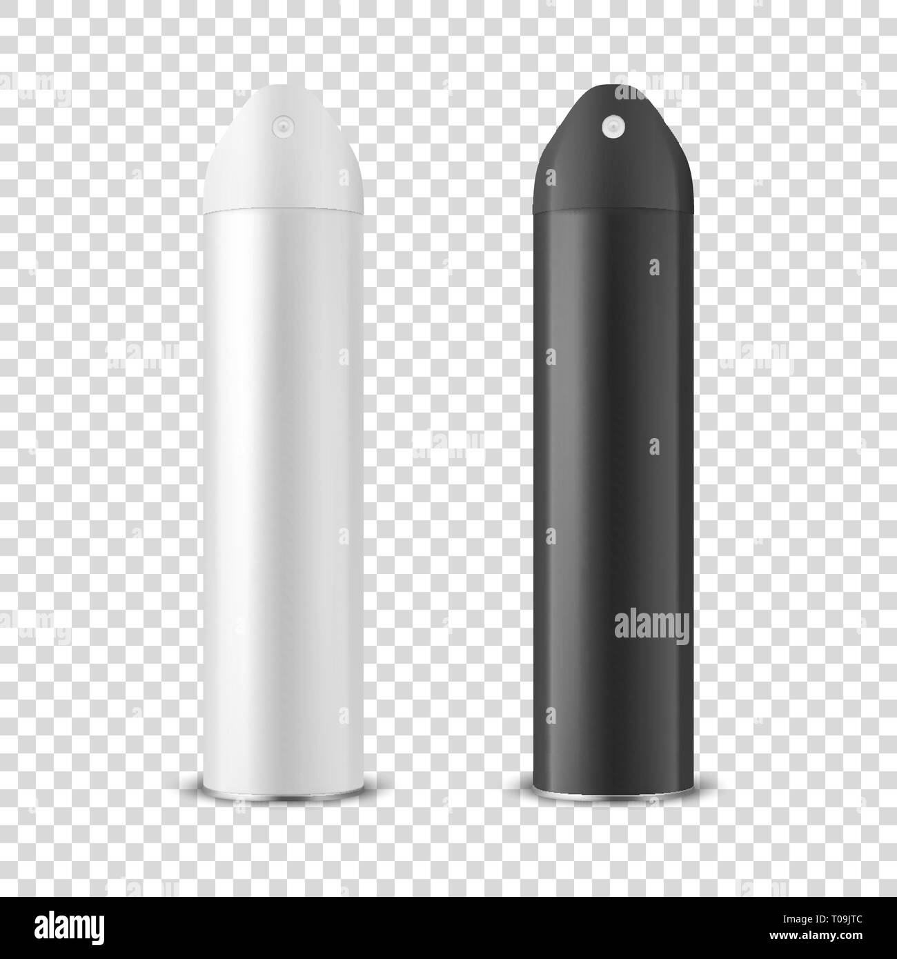 Vector 3D réaliste spray blanc vide peut, Spray déodorant d Gros plan bouteille isolé sur fond transparent. Modèle de conception de pulvérisateur pour Illustration de Vecteur