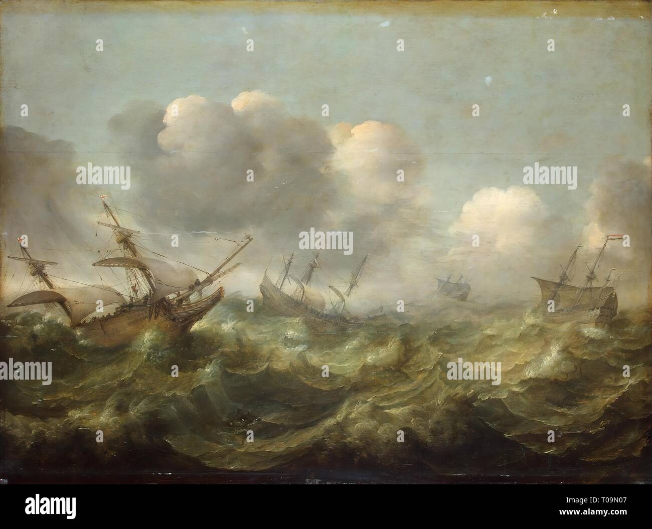 « Stormy Sea'. Holland, 1626. Dimensions : 84,5x114 cm. Musée : Etat de l'Ermitage, Saint-Pétersbourg. Auteur : ADAM WILLAERTS. Banque D'Images