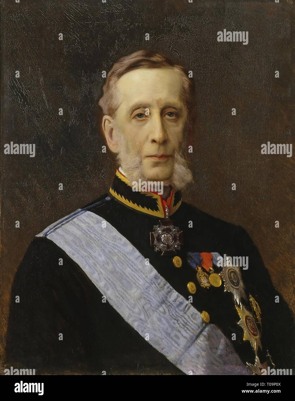 'Portrait du Comte Piotr Valuyev'. La Russie, 1880. Dimensions : 71,2x56 cm. Musée : Etat de l'Ermitage, Saint-Pétersbourg. Auteur : Ivan Kramskoï . Ivan Nikolaïevitch Kramskoi. Banque D'Images