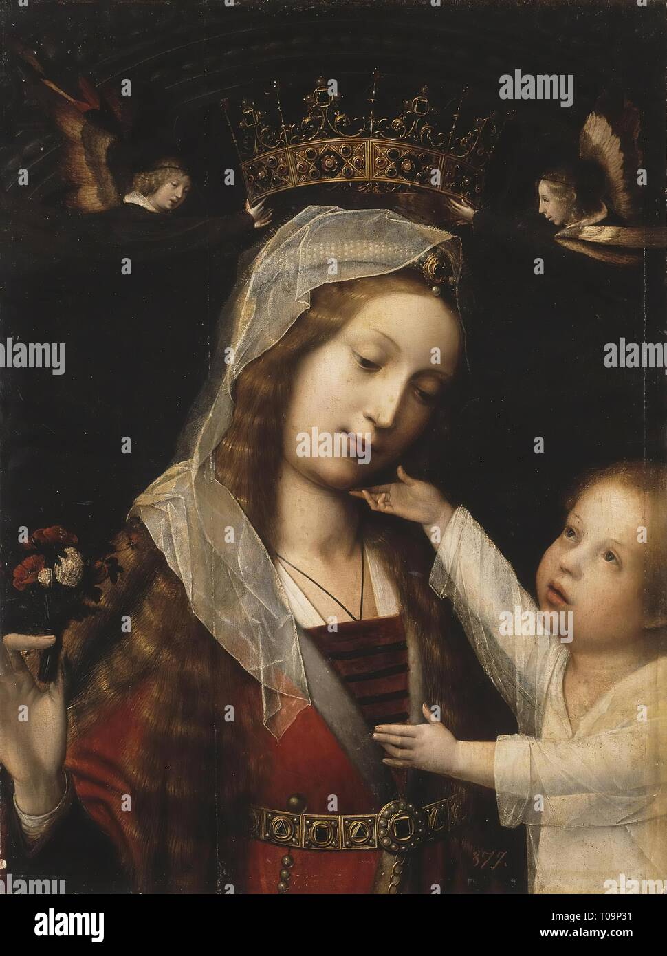 'Madonna avec l'enfant'. Aux Pays-Bas, entre 1465 et 1529. Dimensions : 63,5x47 cm. Musée : Etat de l'Ermitage, Saint-Pétersbourg. Auteur : JAN PROVOST . JAN PROVOOST . Jan Provost (Provoost). Banque D'Images