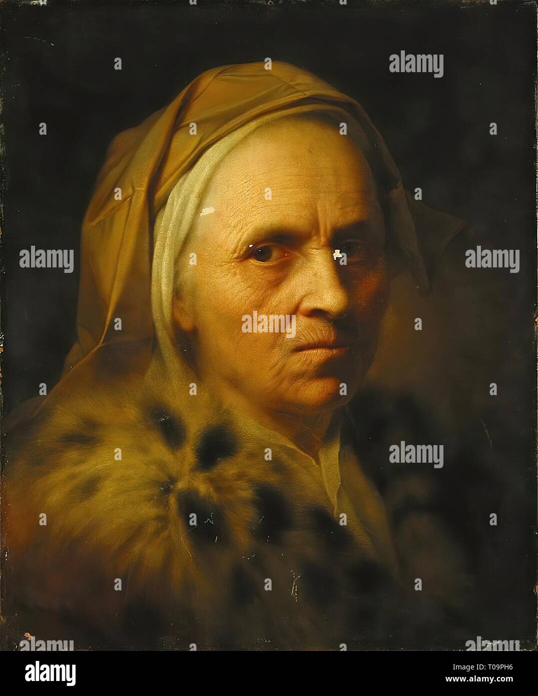 "Vieille Femme". Allemagne, 1730. Dimensions : 40x33 cm. Musée : Etat de l'Ermitage, Saint-Pétersbourg. Auteur : Balthasar Denner. Banque D'Images