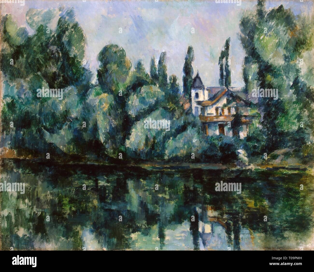 "Bords de Marne". France, vers 1888. Dimensions : 65,5x81,3 cm. Musée : Etat de l'Ermitage, Saint-Pétersbourg. Auteur : Paul Cézanne. Banque D'Images