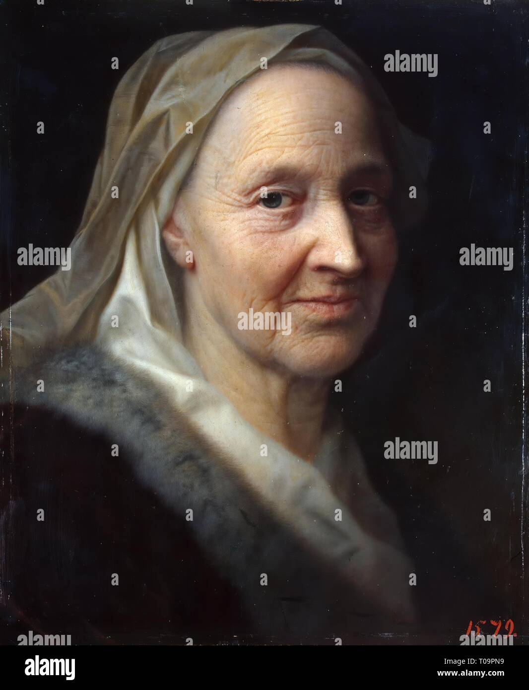 'Portrait d'une vieille femme". L'Allemagne, de la première moitié du 18e siècle. Dimensions : 37,5x31,5 cm. Musée : Etat de l'Ermitage, Saint-Pétersbourg. Auteur : Balthasar Denner. Banque D'Images
