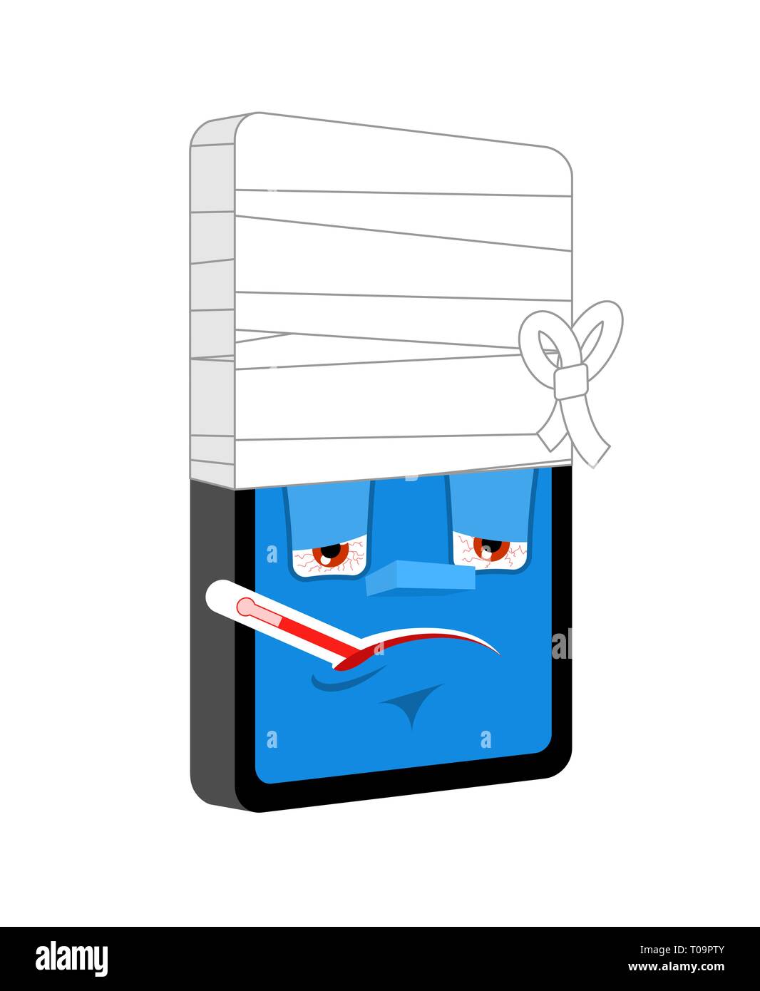 Téléphone avec le thermomètre malades isolés. mauvais Cartoon Style smartphone. Vecteur bandée Gadget Illustration de Vecteur