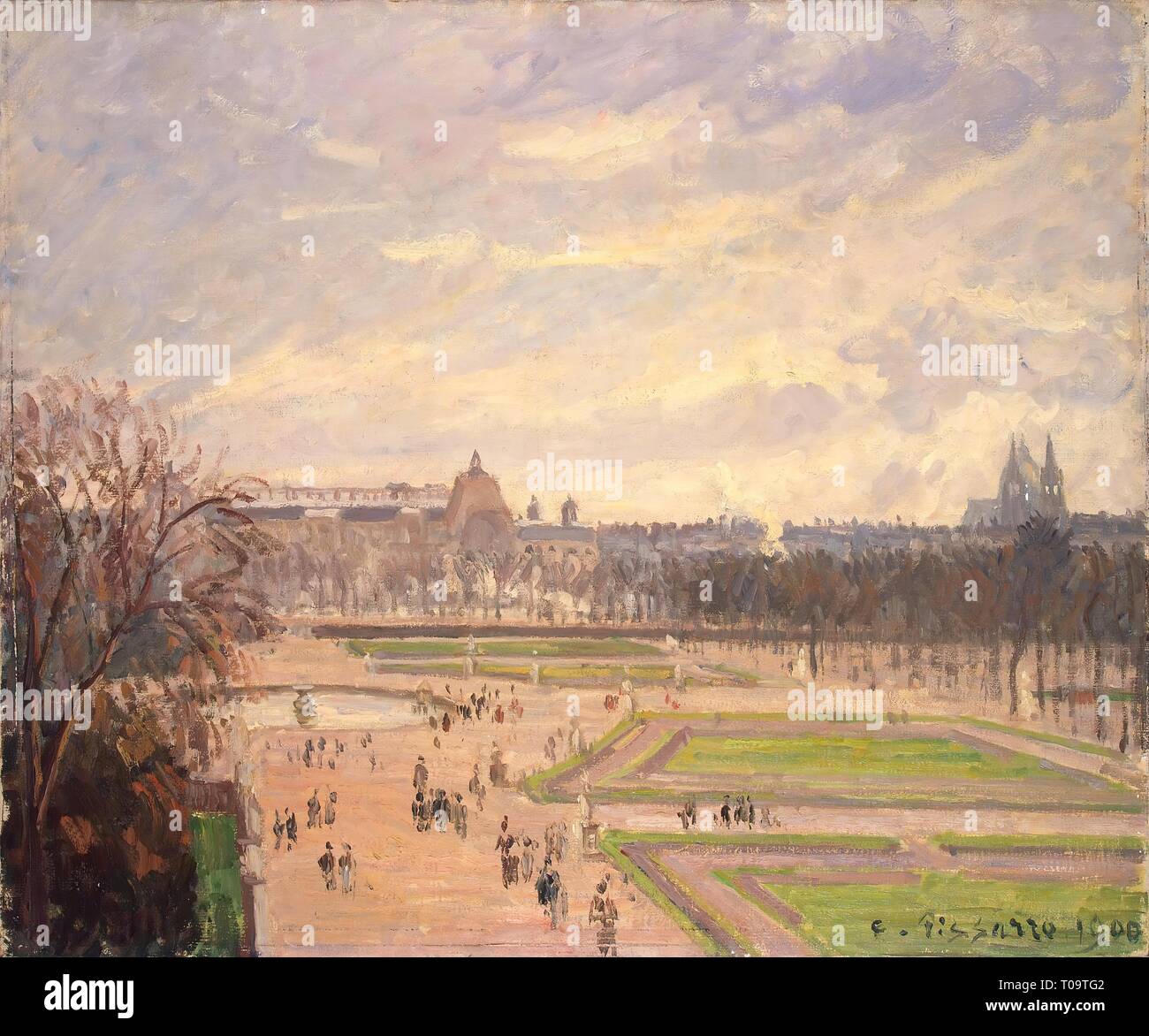 "Jardin des Tuileries". France, 1900. Dimensions : 54x65,3 cm. Musée : Etat de l'Ermitage, Saint-Pétersbourg. Auteur : Camille Pissarro. Banque D'Images