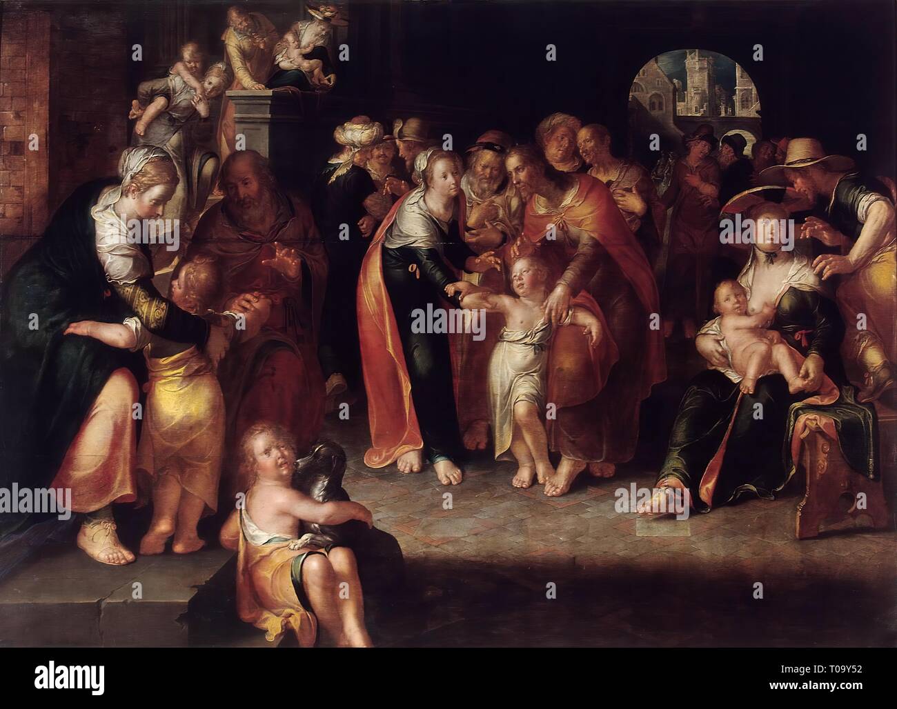 'Le Christ avec les enfants'. Holland, 1621. Dimensions : 86x114,5 cm. Musée : Etat de l'Ermitage, Saint-Pétersbourg. Auteur : Joachim Wtewael. Banque D'Images