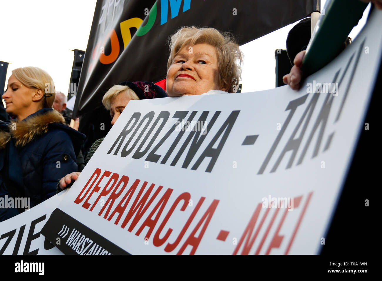 Varsovie, Pologne. 18 Mar 2019. Protestation contre les déclarations de LGBT, de crédit : Lidia/Mukhamadeeva Alamy Live News Banque D'Images