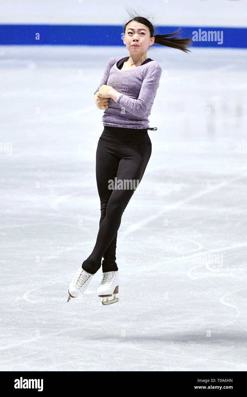 Saitama, Japon. Mar 19, 2019. Rika Kihira (JPN) Figure Skating : Rika du Japon Kihira effectue un triple Axel aller au cours de l'ISU World Figure Skating Championships, entraînement officiel au Saitama Super Arena de Tokyo, Japon. Credit : MATSUO .K/AFLO SPORT/Alamy Live News Banque D'Images