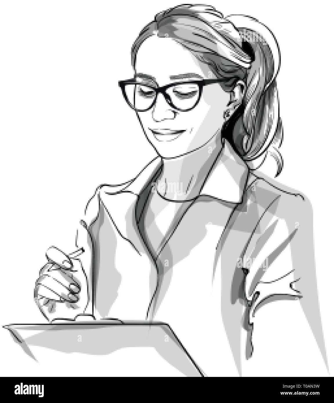 Femme Medecin Croquis Vecteur Storyboard Illustration Du Caractere Detaille Image Vectorielle Stock Alamy
