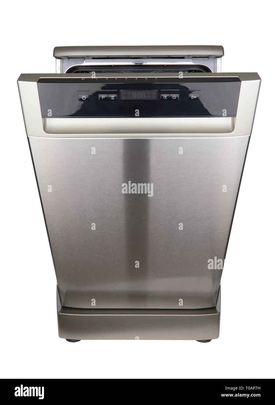 Lave-vaisselle machine isolé sur fond blanc Banque D'Images