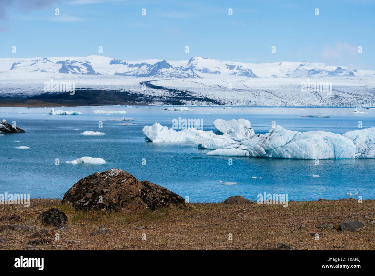 - Jokulsarlon glacial lagoon Glacier et des icebergs dans le sud-est de l'Islande, l'Europe, à proximité du parc national Vatnajokull Banque D'Images