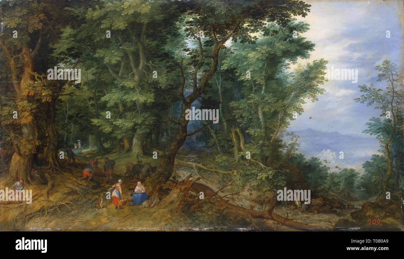 'Forêt Paysage (Le repos pendant la fuite en Égypte)'. La Flandre, 1607. Dimensions : 51,5x91,5 cm. Musée : Etat de l'Ermitage, Saint-Pétersbourg. Auteur : Jan Brueghel I (de Fluweelen Brueghel). Banque D'Images