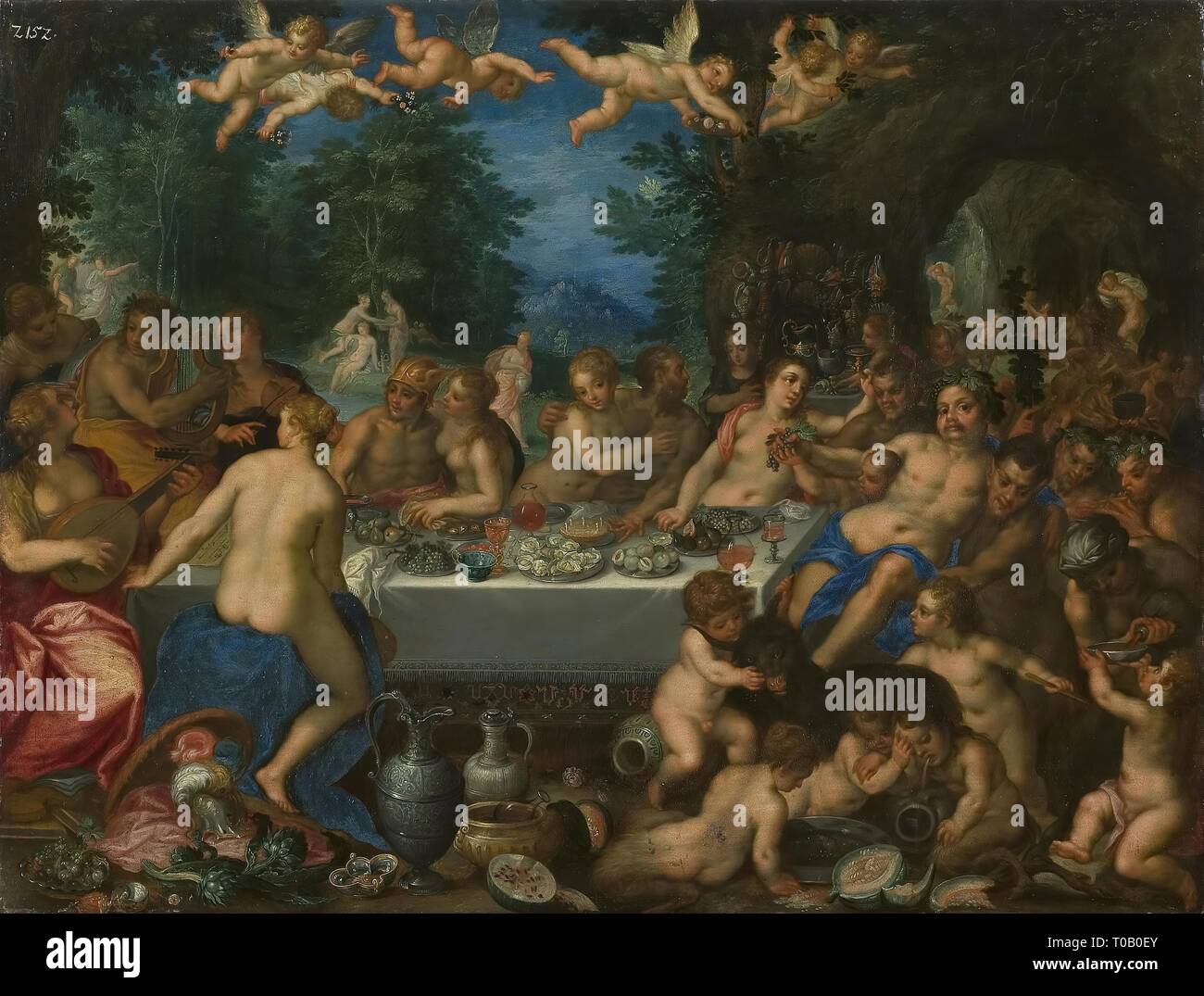 'Fête des dieux". Allemagne, fin du 16e siècle. Dimensions : 35x46 cm. Musée : Etat de l'Ermitage, Saint-Pétersbourg. Auteur : Johann Rottenhammer. Banque D'Images
