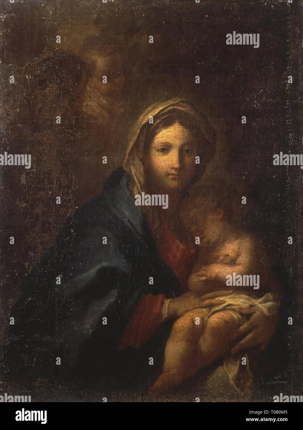 'Madonna avec l'enfant endormi". L'Italie, 1710s. Dimensions : 31x24,5 cm. Musée : Etat de l'Ermitage, Saint-Pétersbourg. Auteur : Sebastiano Conca. Banque D'Images