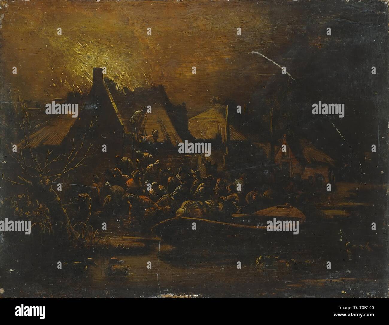 'Fire'. Holland, années 1660. Dimensions : 17x23 cm. Musée : Etat de l'Ermitage, Saint-Pétersbourg. Auteur : Egbert Lievensz van der Poel. Banque D'Images