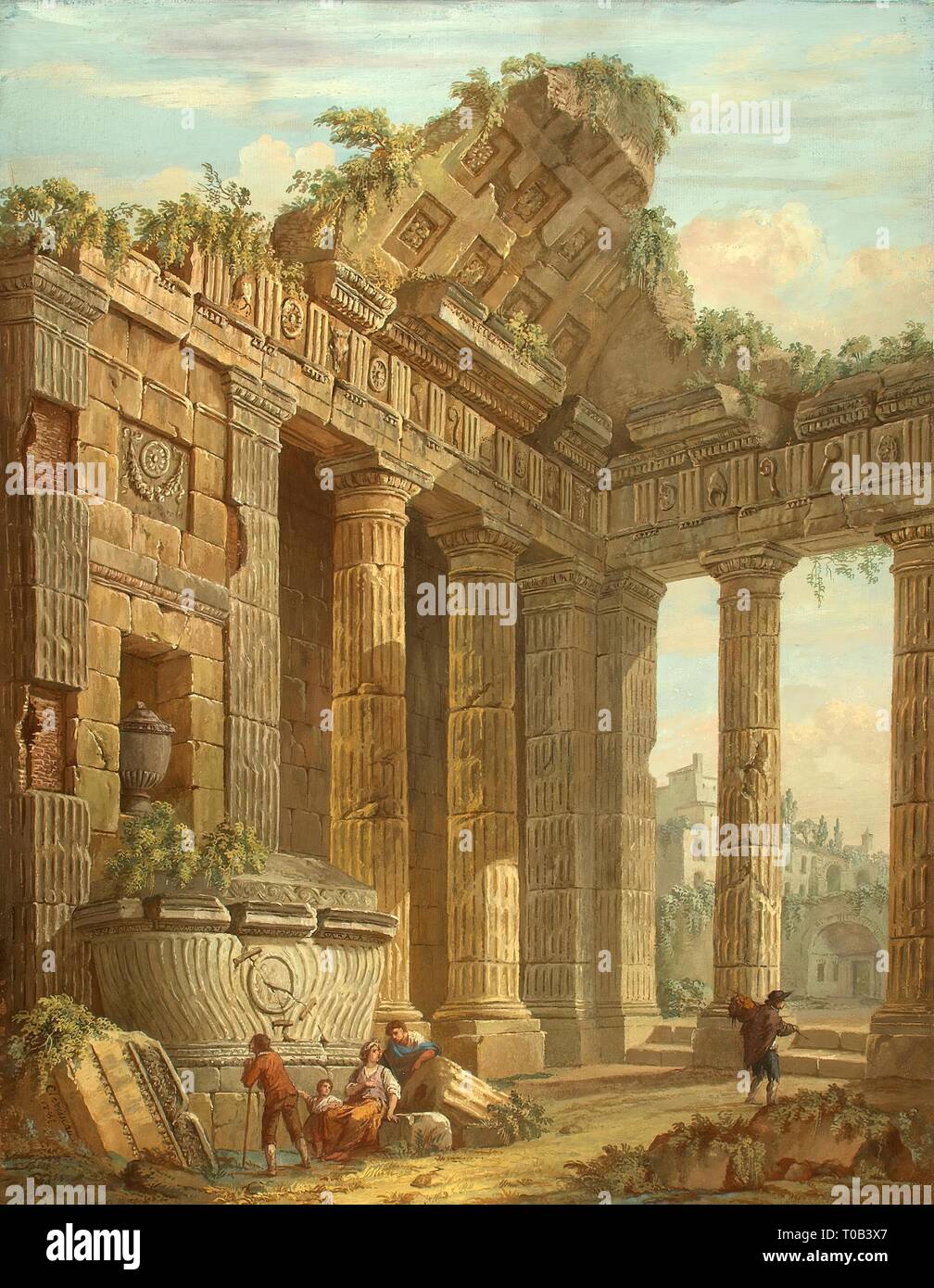 L'architecture 'Fantasy'. France, 1781. Dimensions : 61x47,3 cm. Musée : Etat de l'Ermitage, Saint-Pétersbourg. Auteur : CHARLES-LOUIS CLERISSEAU. Banque D'Images