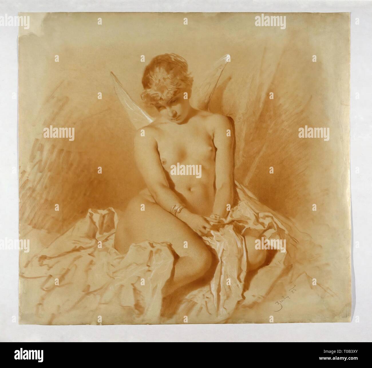 ''Psyché''. La Russie, 1883. Dimensions : 50,5x54 cm. Musée : Etat de l'Ermitage, Saint-Pétersbourg. Auteur : VON MIHALY ZICHY. Banque D'Images