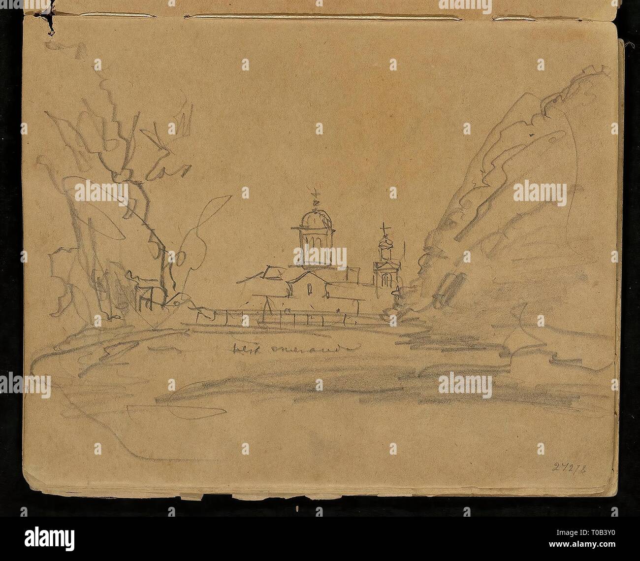 'Sketch de voyage épisode'. La Russie, 1888. Dimensions : 26x17 cm. Musée : Etat de l'Ermitage, Saint-Pétersbourg. Auteur : VON MIHALY ZICHY. Banque D'Images