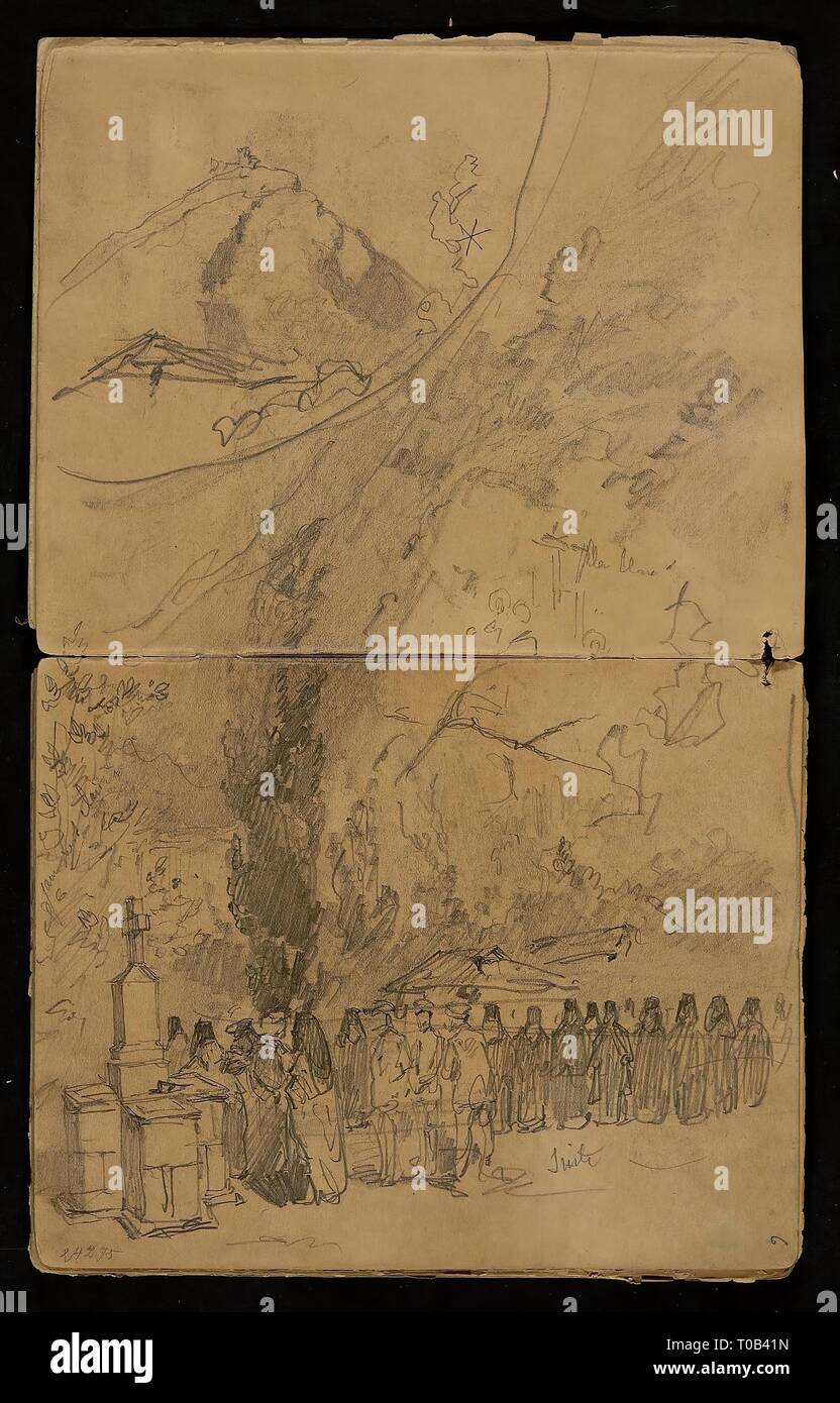'Sketch de voyage épisode'. La Russie, 1888. Dimensions : 26x17 cm. Musée : Etat de l'Ermitage, Saint-Pétersbourg. Auteur : VON MIHALY ZICHY. Banque D'Images