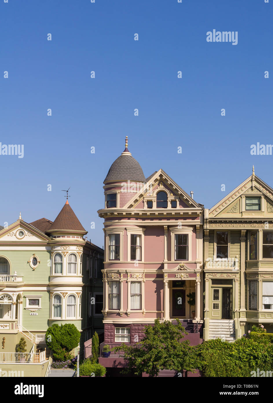 Le "Painted Ladies' sur Alamo Square à San Francisco Banque D'Images