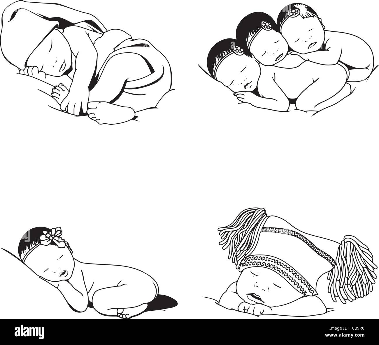 Mignon Bébé Fille Garçon Kids Fashion model Mignon Équipement Innocence Liberté bonheur naïf Pêche Smiling Illustration de Vecteur