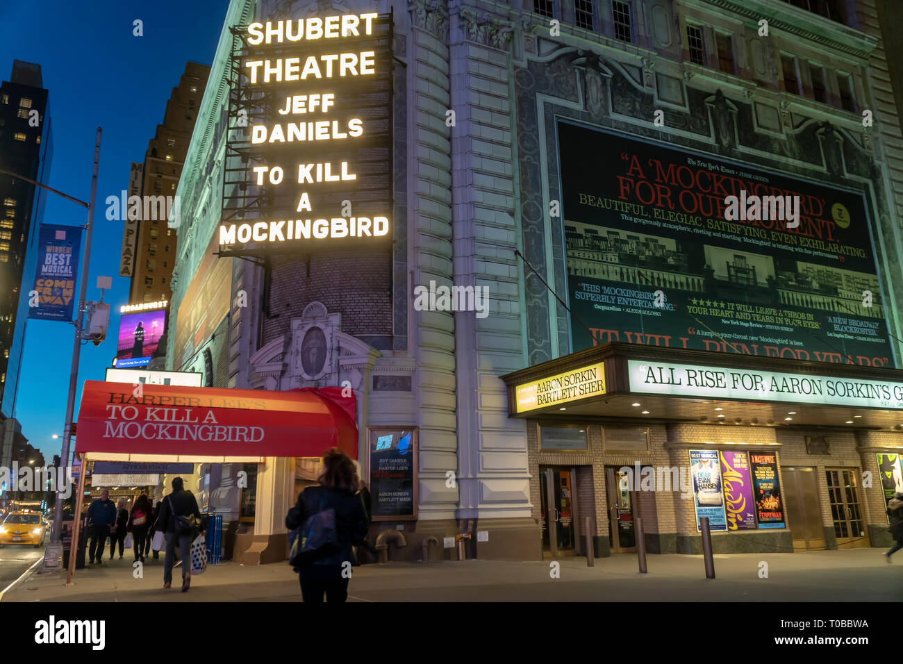Les Shubert Theatre sur Broadway à New York montrant Jeff Daniels dans Aaron Sorkin's version de Harper Lee's "To KIll a Mockingbird" le Mardi, Mars 12, 2019. (Â© Richard B. Levine) Banque D'Images