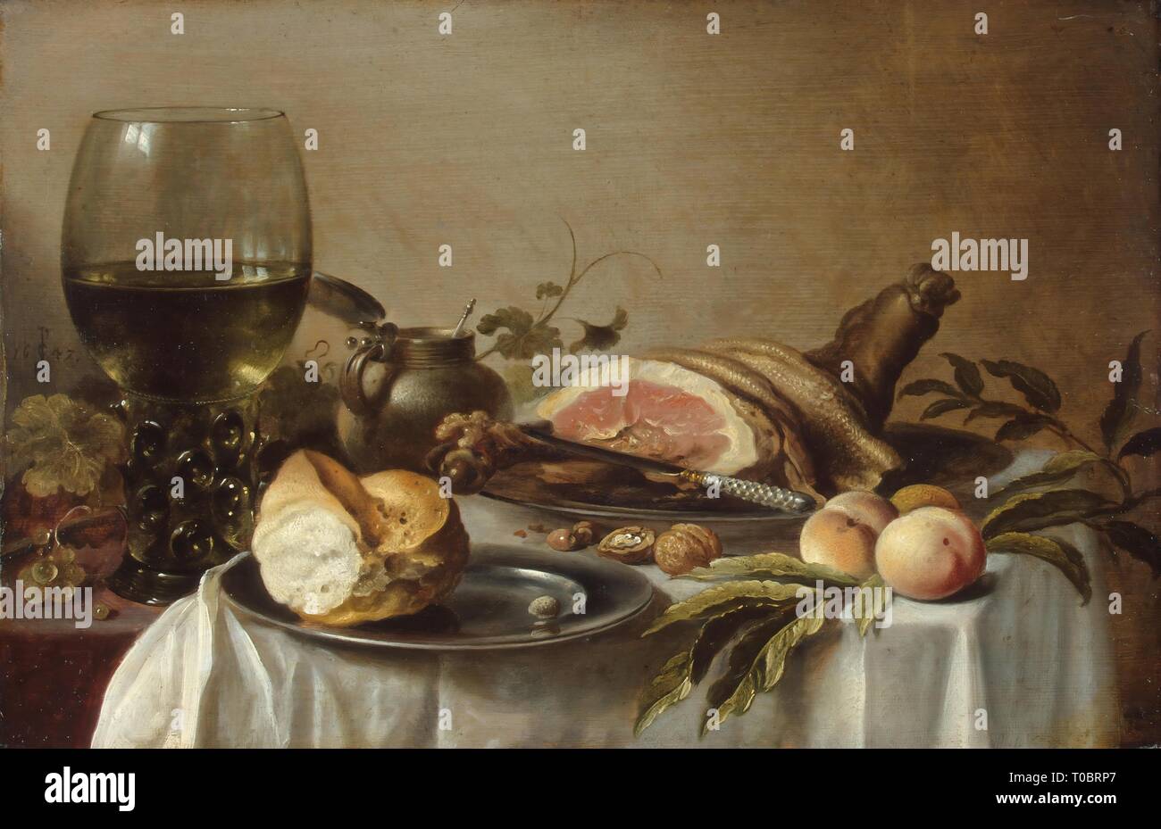 Le petit-déjeuner avec du jambon. Musée : Etat de l'Ermitage, Saint- Pétersbourg. Auteur : CLAESZ, Pieter Photo Stock - Alamy