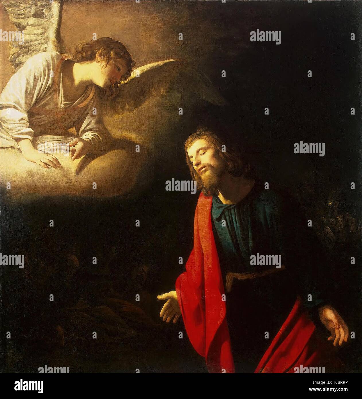 'Le Christ au Jardin de Gethsémani (l'agonie dans le jardin)'. Hollande, vers 1617. Dimensions : 113x110 cm. Musée : Etat de l'Ermitage, Saint-Pétersbourg. Auteur : Gerrit van Honthorst. Banque D'Images
