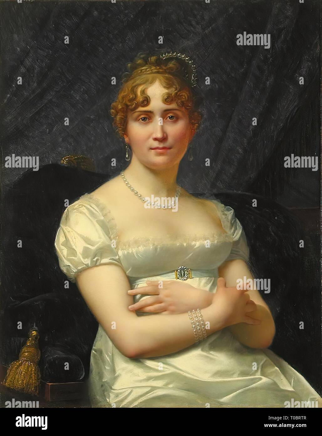 'Portrait d'Elena Viollier'. La France. Dimensions : 82x65 cm. Musée : Etat de l'Ermitage, Saint-Pétersbourg. Auteur : Jean-Baptiste Regnault. Banque D'Images