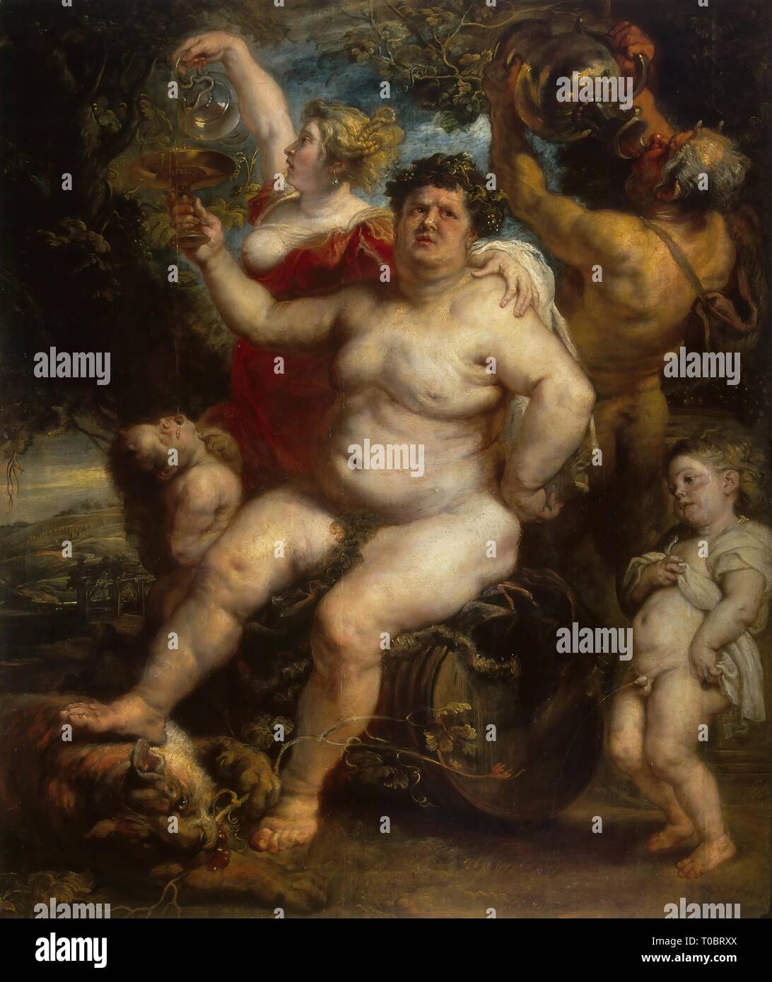 "Bacchus". Flandre orientale, entre 1638 et 1640. Dimensions : 191x161,3 cm. Musée : Etat de l'Ermitage, Saint-Pétersbourg. Auteur : Peter Paul Rubens (Pietro Pauolo). PETER PAUL RUBENS. Pieter Paul Rubens. Banque D'Images