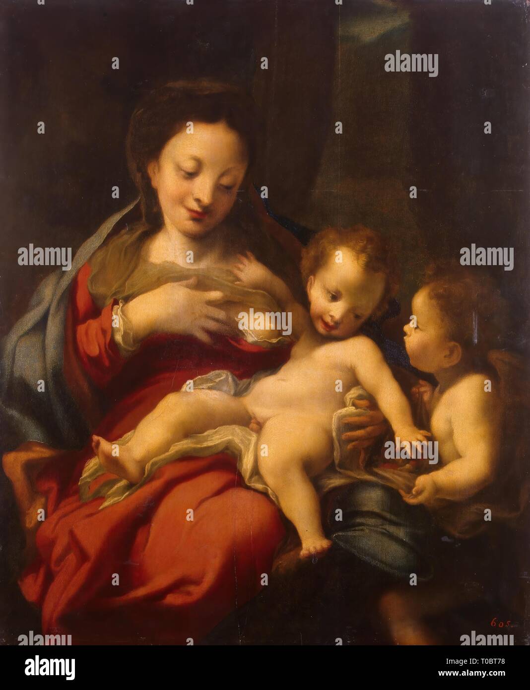 'Madonna avec enfant et Angel (copie)'. L'Italie. Dimensions : 69,5x57,5 cm. Musée : Etat de l'Ermitage, Saint-Pétersbourg. Auteur : ANTONIO DA CORREGGIO. Banque D'Images