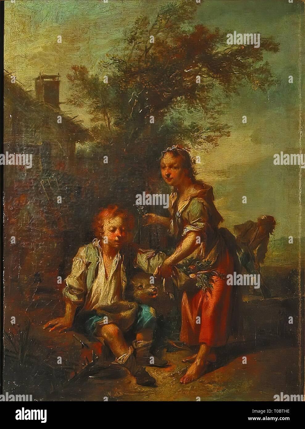 "Une fille et d'un mendiant'. Allemagne, 18e siècle. Dimensions : 33x25,5 cm. Musée : Etat de l'Ermitage, Saint-Pétersbourg. Auteur : Johann Conrad SEEKATZ. Banque D'Images