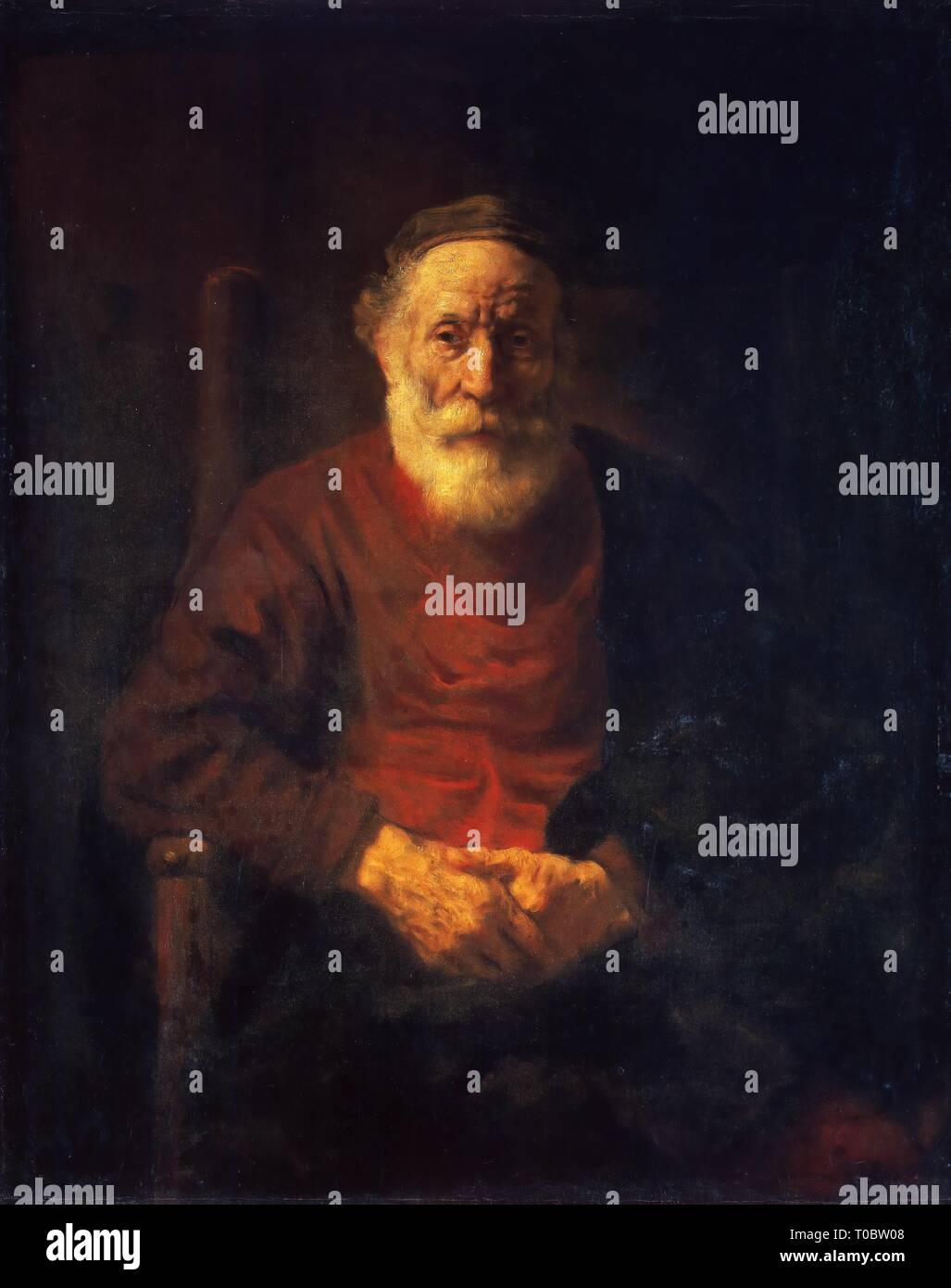 'Portrait d'un vieil homme en rouge'. Hollande, vers 1652/54. Dimensions : 108x86 cm. Musée : Etat de l'Ermitage, Saint-Pétersbourg. Auteur : BEYEREN. VAN RIJN. REMBRANDT HARMENSZOON VAN RIJN. Rembrandt van Rhijn. Banque D'Images
