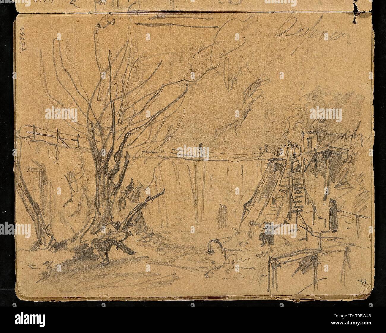 'Sketch de voyage épisode'. La Russie, 1888. Dimensions : 26x17 cm. Musée : Etat de l'Ermitage, Saint-Pétersbourg. Auteur : VON MIHALY ZICHY. Banque D'Images