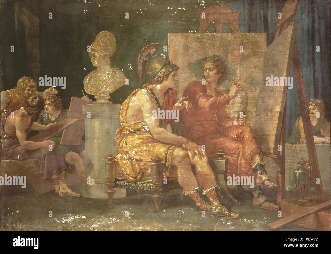 'Alexandre le Grand dans l'atelier d'Apelle'. L'Italie, 1792. Dimensions : 80,5x114 cm. Musée : Etat de l'Ermitage, Saint-Pétersbourg. Auteur : GIUSEPPE CADES. Banque D'Images