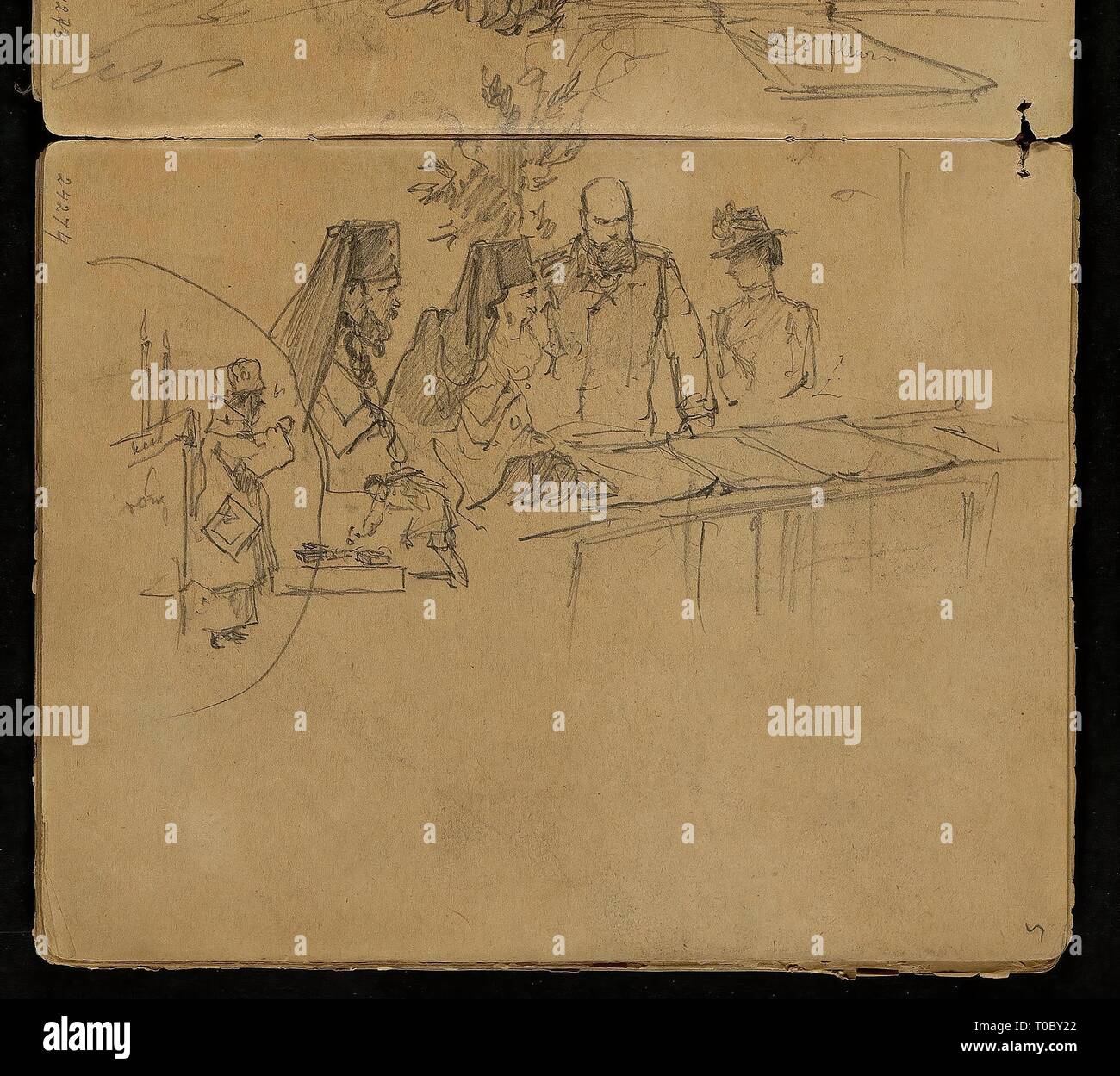 'Sketch de voyage épisode'. La Russie, 1888. Dimensions : 26x17 cm. Musée : Etat de l'Ermitage, Saint-Pétersbourg. Auteur : VON MIHALY ZICHY. Banque D'Images