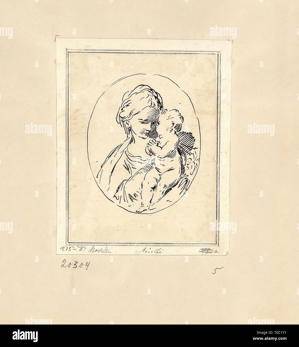 "La Vierge à l'enfant (ovale)'. L'Italie. Dimensions : 13x10 cm. Musée : Etat de l'Ermitage, Saint-Pétersbourg. Auteur : Pietro Antonio Novelli. Banque D'Images