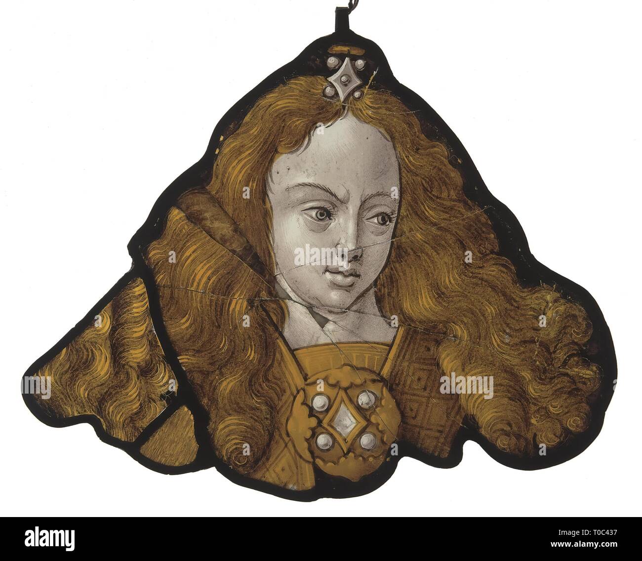 "Fragment d'une Stained-Glass panneau représentant la tête d'un Ange'. Allemagne, Nuremberg, première moitié du xvie siècle. Dimensions : 17x18 cm. Musée : Etat de l'Ermitage, Saint-Pétersbourg. Banque D'Images