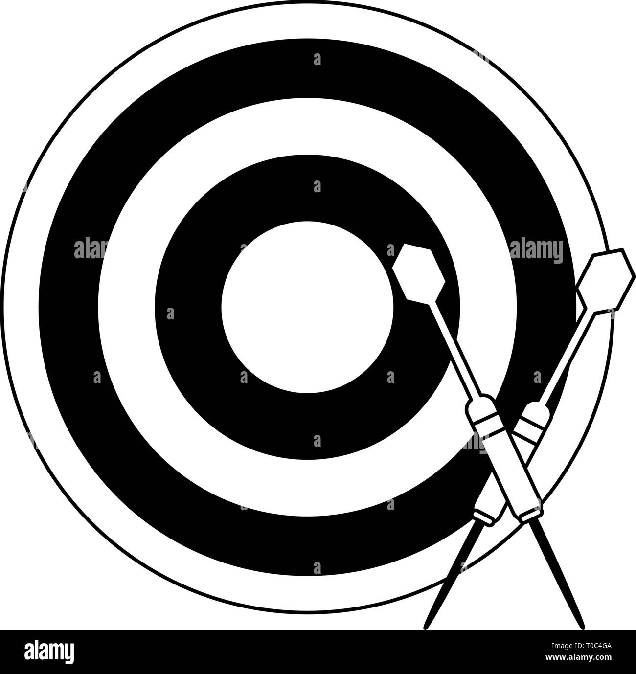 Darts in dart board Banque d'images noir et blanc - Alamy