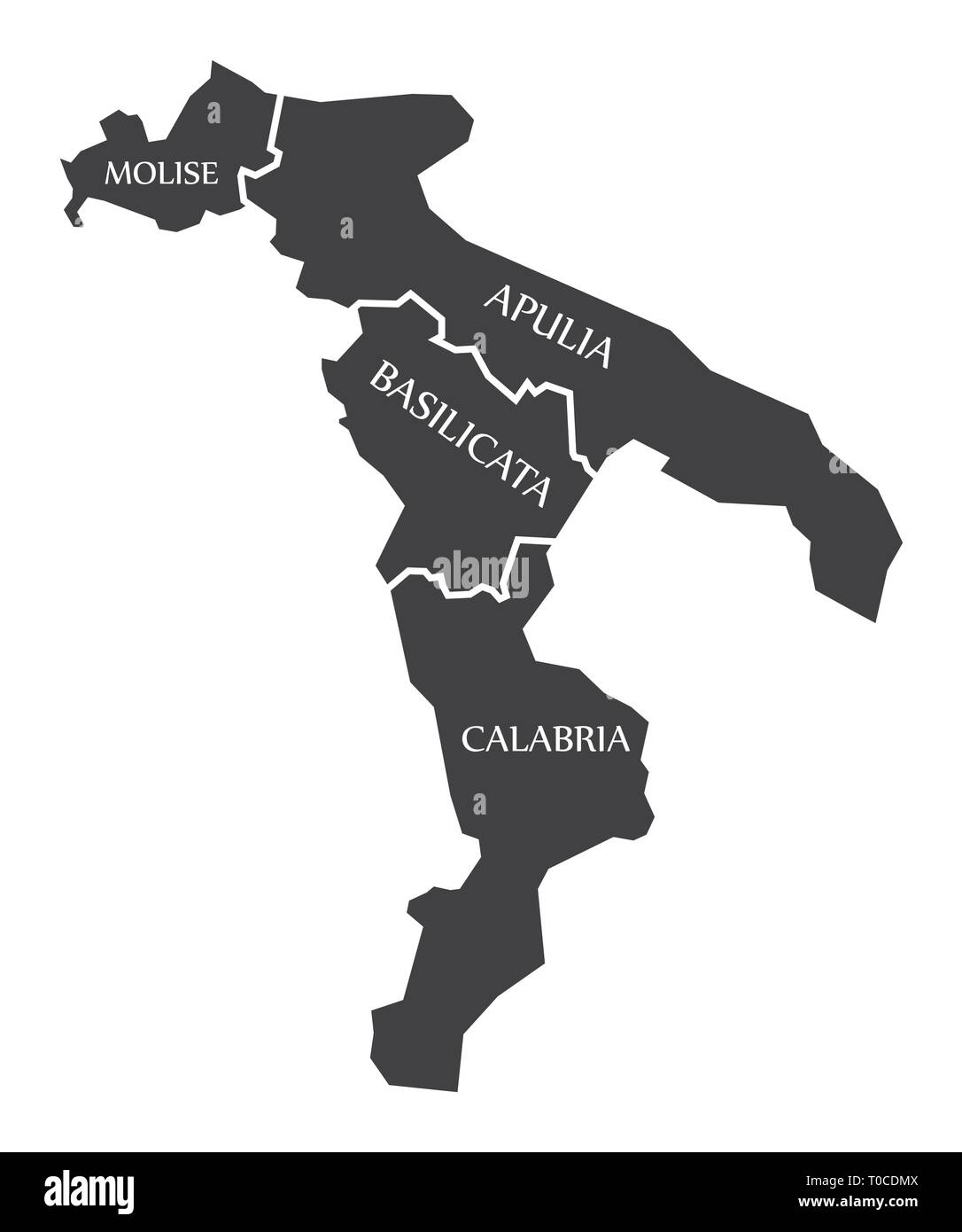 Molise - Pouilles - Basilicata - Calabria région Carte de l'Italie Illustration de Vecteur