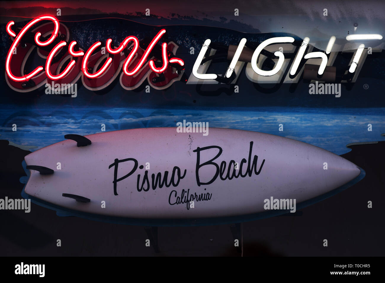 Coors Light Neon. Pismo. La Californie. Banque D'Images