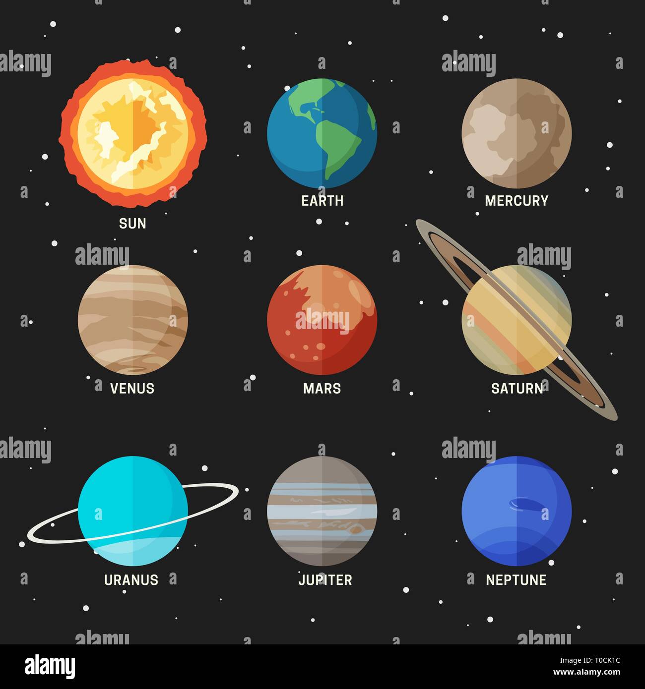 Planètes du système solaire Image Vectorielle Stock - Alamy