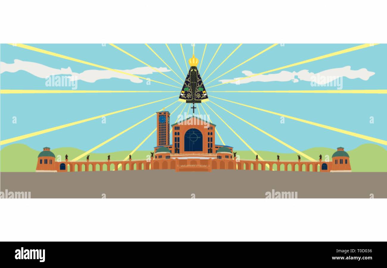 Illustration de la basilique d'Aparecida et Notre Dame Aparecida. Illustration de Vecteur