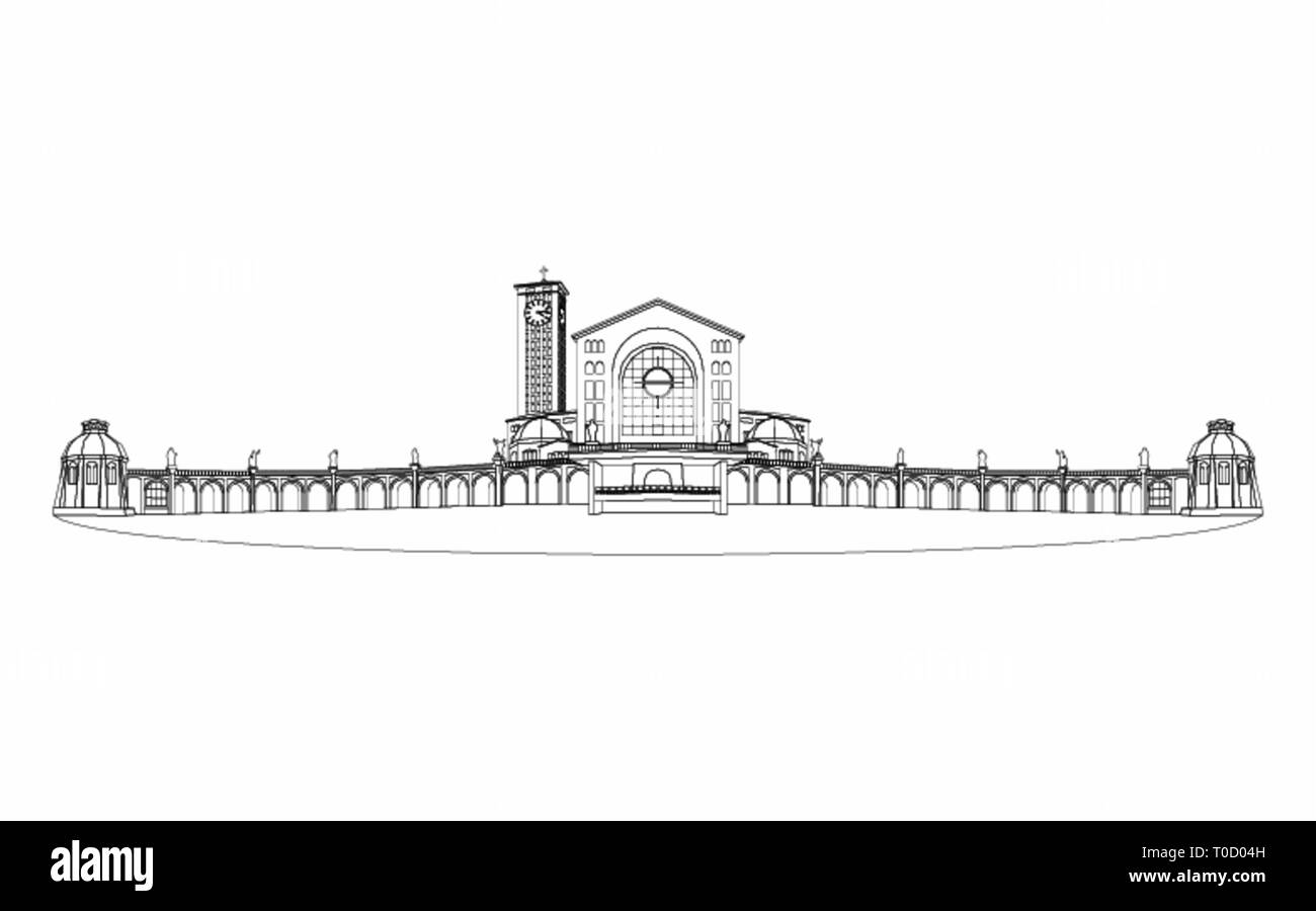 Illustration de la basilique d'Aparecida contours uniquement. Illustration de Vecteur