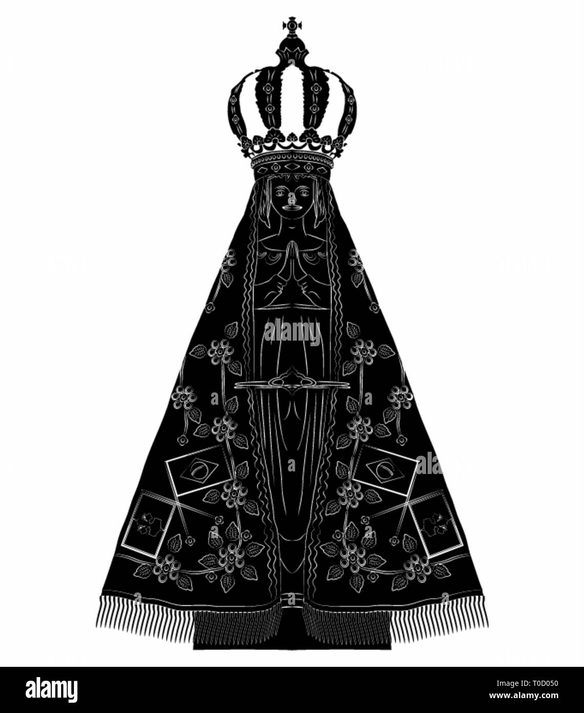 Notre Dame Aparecida trame noire Illustration de Vecteur