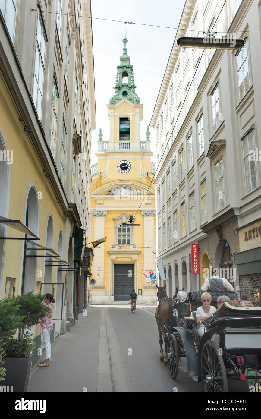 Österreich, Wien 1, Evangelische Kirche in der Dorotheergasse, Blick durch die Plankengasse Banque D'Images