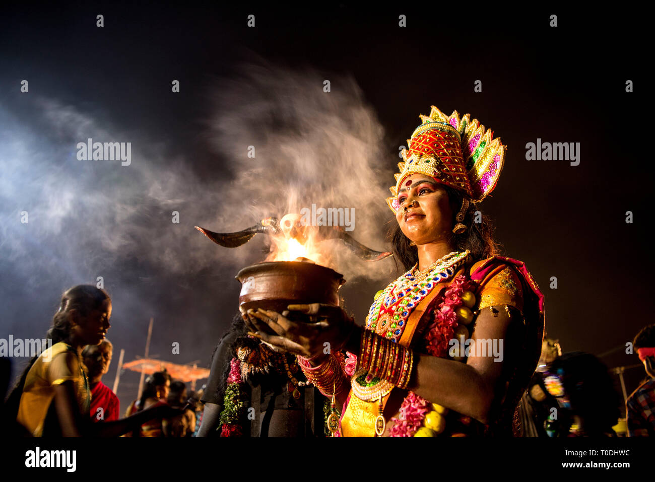 Robe femme hindoue comme déesse Durga, Tamil Nadu, Inde, Asie Banque D'Images