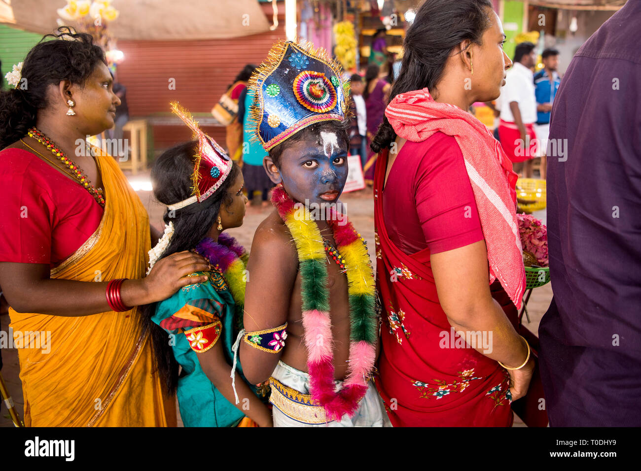 Robe enfant comme dieu hindou, déesse Thoothukudi, Tamil Nadu, Inde, Asie Banque D'Images