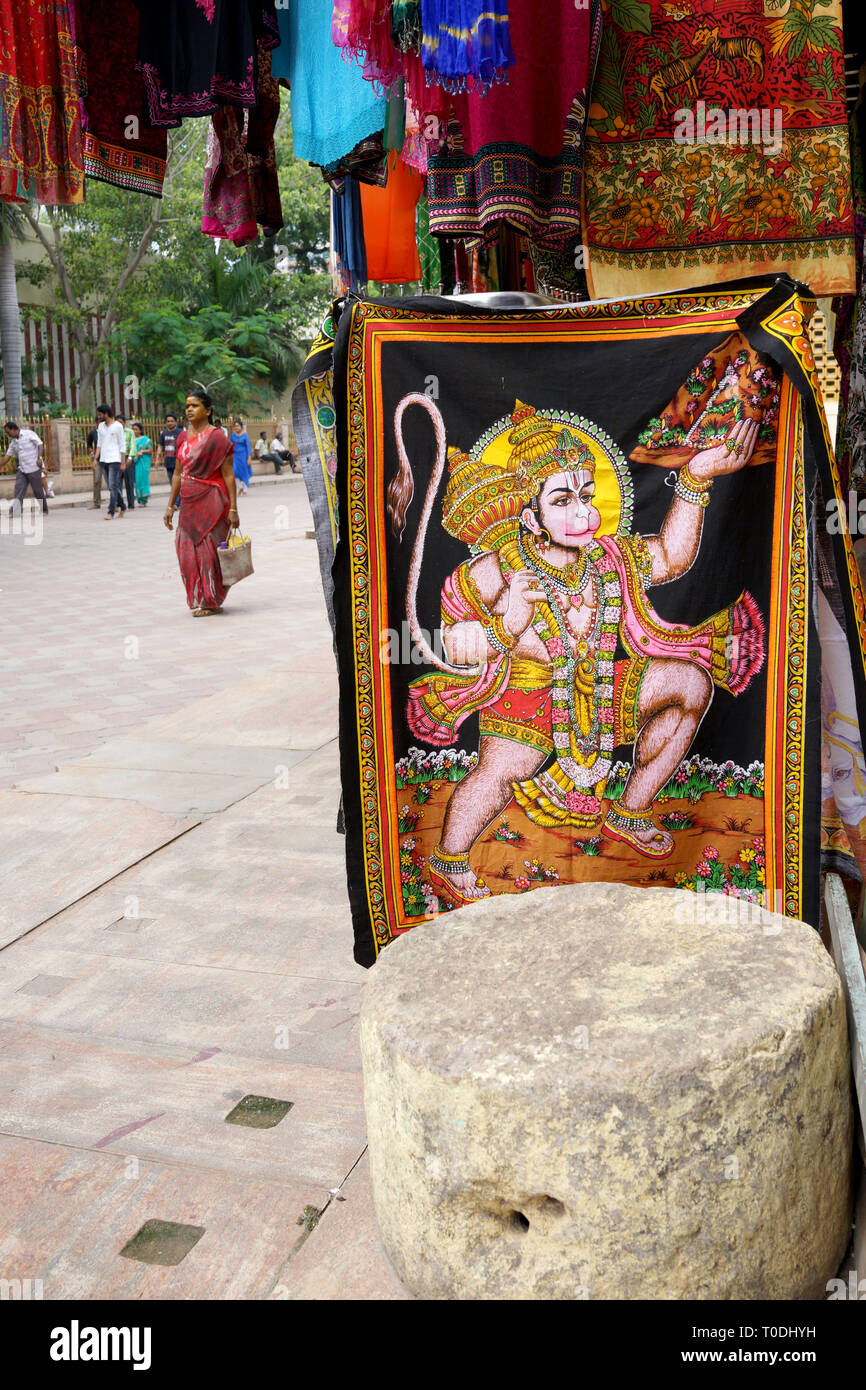 Peinture de dieu hindou Hanuman, Madurai, Tamil Nadu, Inde, Asie Banque D'Images