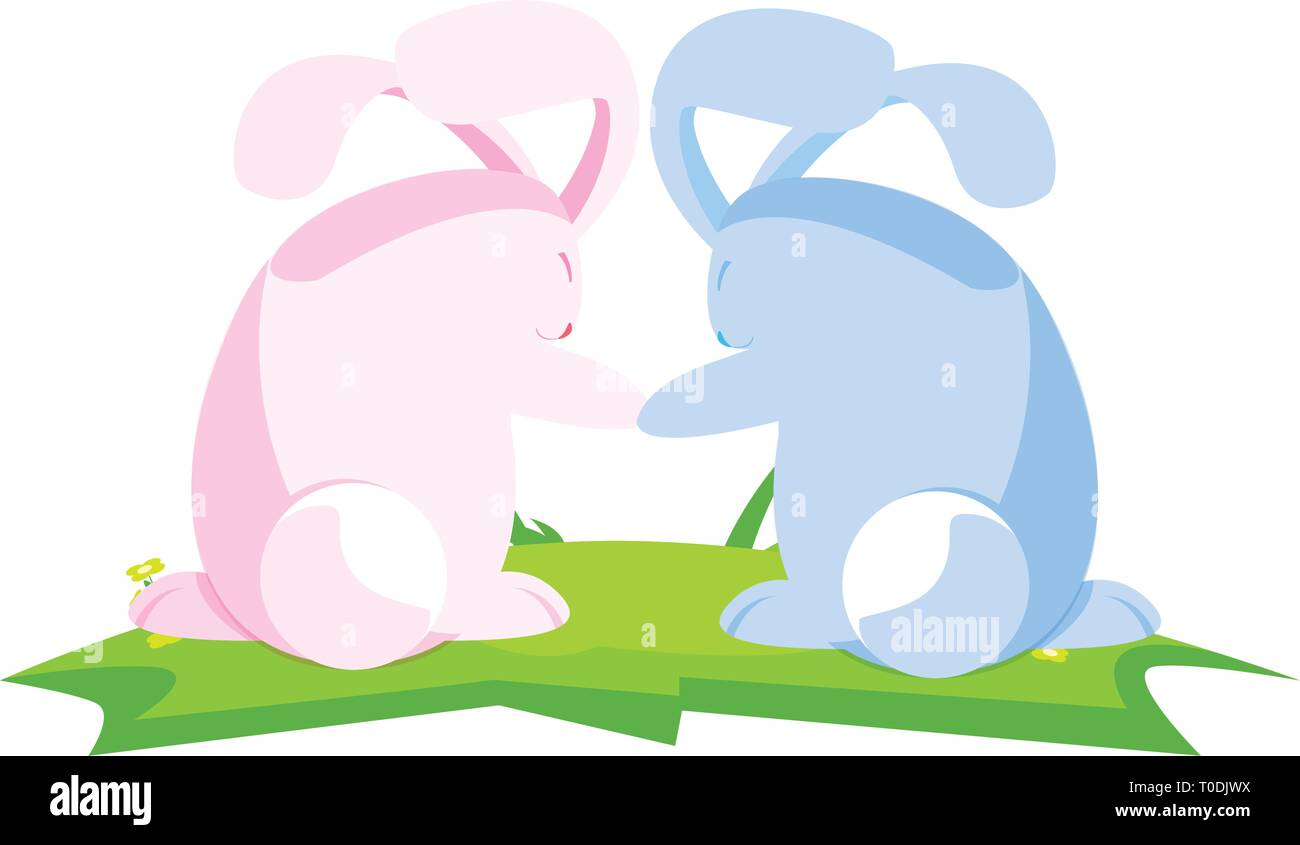 lapins mignons personnages de pâques dans le camp vecteur illustration design Illustration de Vecteur